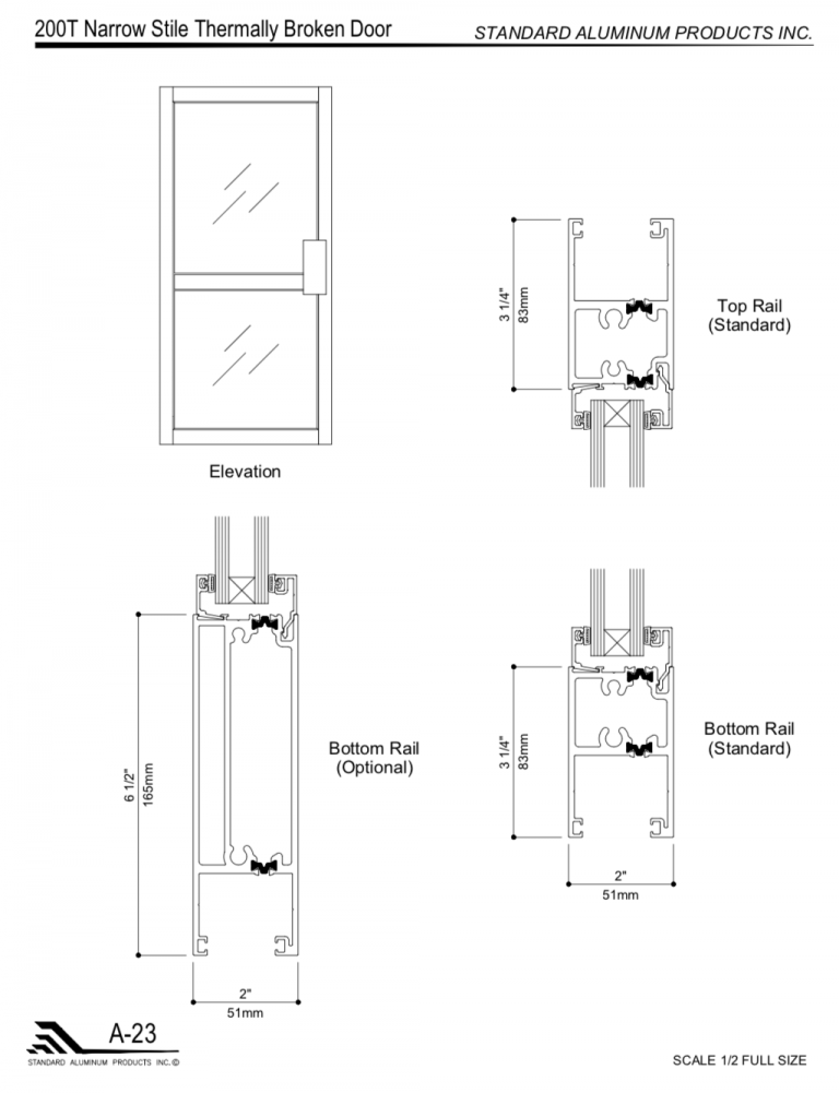 200T Narrow Stile Thermally Broken Door – Standard Aluminum Products Inc.